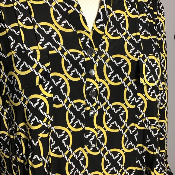 COCOMO BLOUSE SHIRT Sz 3X Black,yellow And White 3/4 Sleeve Women’s - Picture 7 of 16